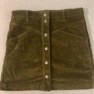 Madewell olive green corduroy mini skirt